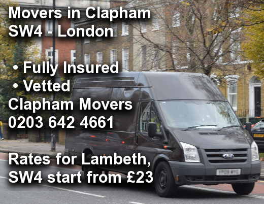 Movers in Clapham SW4, Lambeth