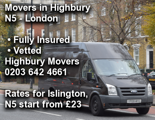 Movers in Highbury N5, Islington