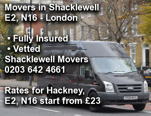 Movers in Shacklewell E2, N16, Hackney