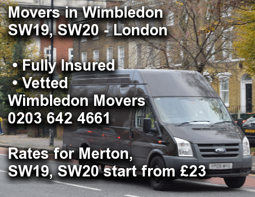 Movers in Wimbledon SW19, SW20, Merton
