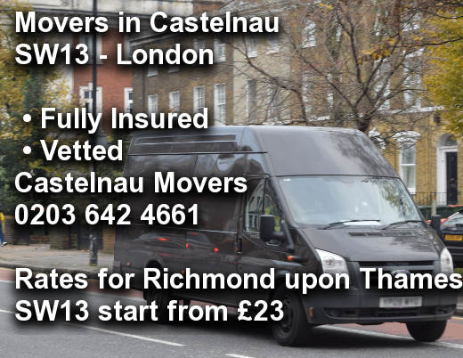 Movers in Castelnau SW13, Richmond upon Thames