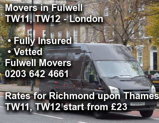 Movers in Fulwell TW11, TW12, Richmond upon Thames
