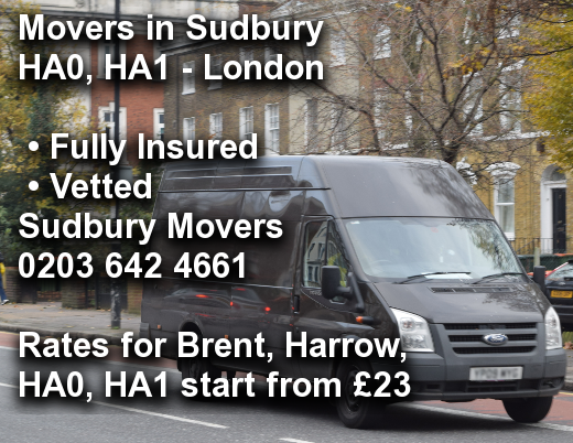 Movers in Sudbury HA0, HA1, Brent, Harrow